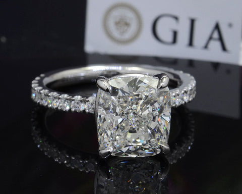 Cushion Cut Diamond Ring with Accent