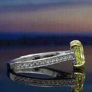 Canary Hidden halo Radiant Cut Engagement Ring Side View