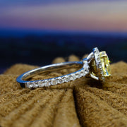 3.40 Ct. Fancy Yellow Halo Cushion Cut Engagement Ring VVS1 GIA Certified