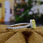 1.60 Ct. Hidden Halo Canary Yellow Oval Engagement Ring SI1 Clarity GIA Certified