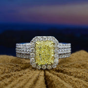 Canary Fancy Light Yellow Radiant Cut Diamond Ring Front View