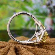 Yellow Cushion Double Halo Diamond Ring Side