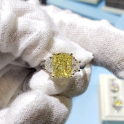 4.50 Ct. Canary Fancy Light Yellow Cushion & Half Moons Diamond Ring VS1 GIA Certified