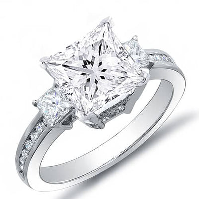  Princess 3 Stone Diamond Ring with Accents