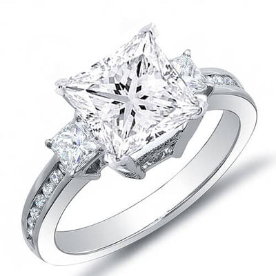 3 Stone Princess Cut Engagement Ring