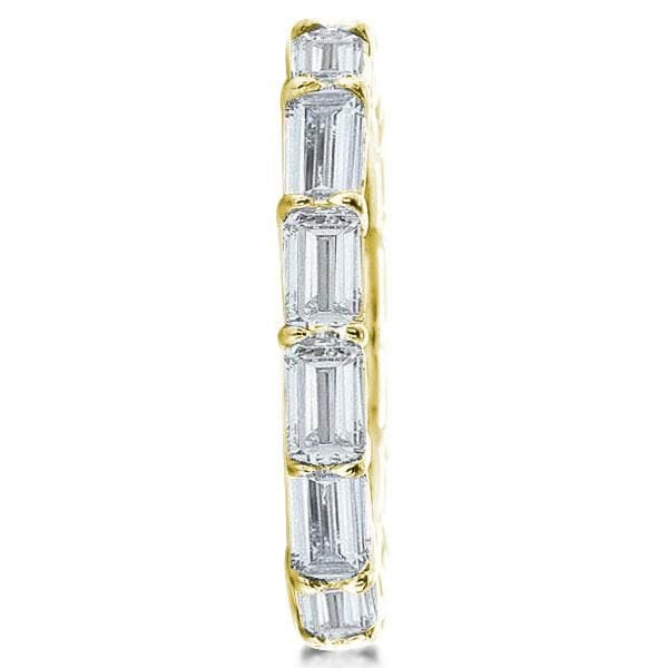 Stackable baguette diamond eternity band yellow gold