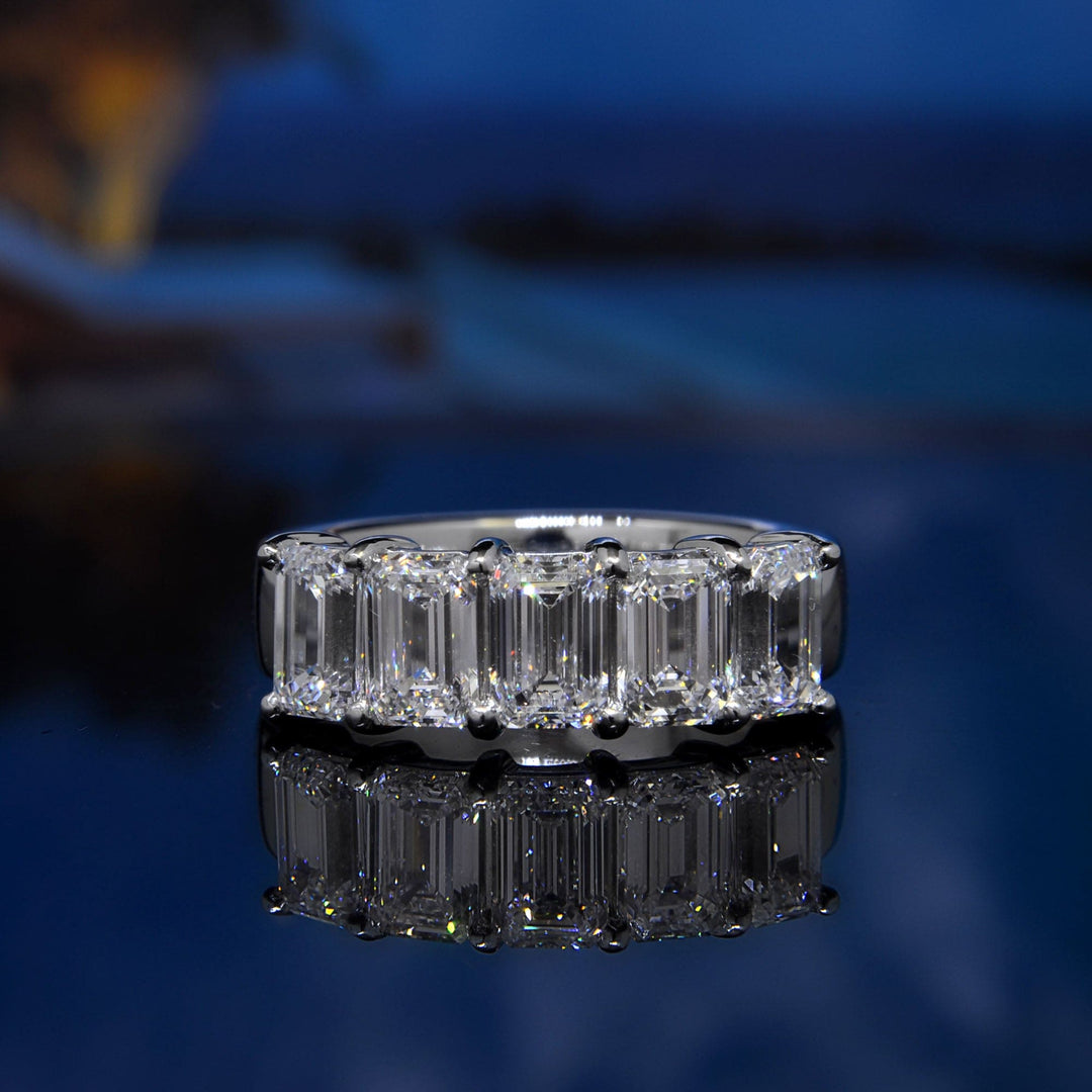 2.50 Ct. Emerald Cut 5 Stone Diamond Ring F-G Color VS1 Clarity