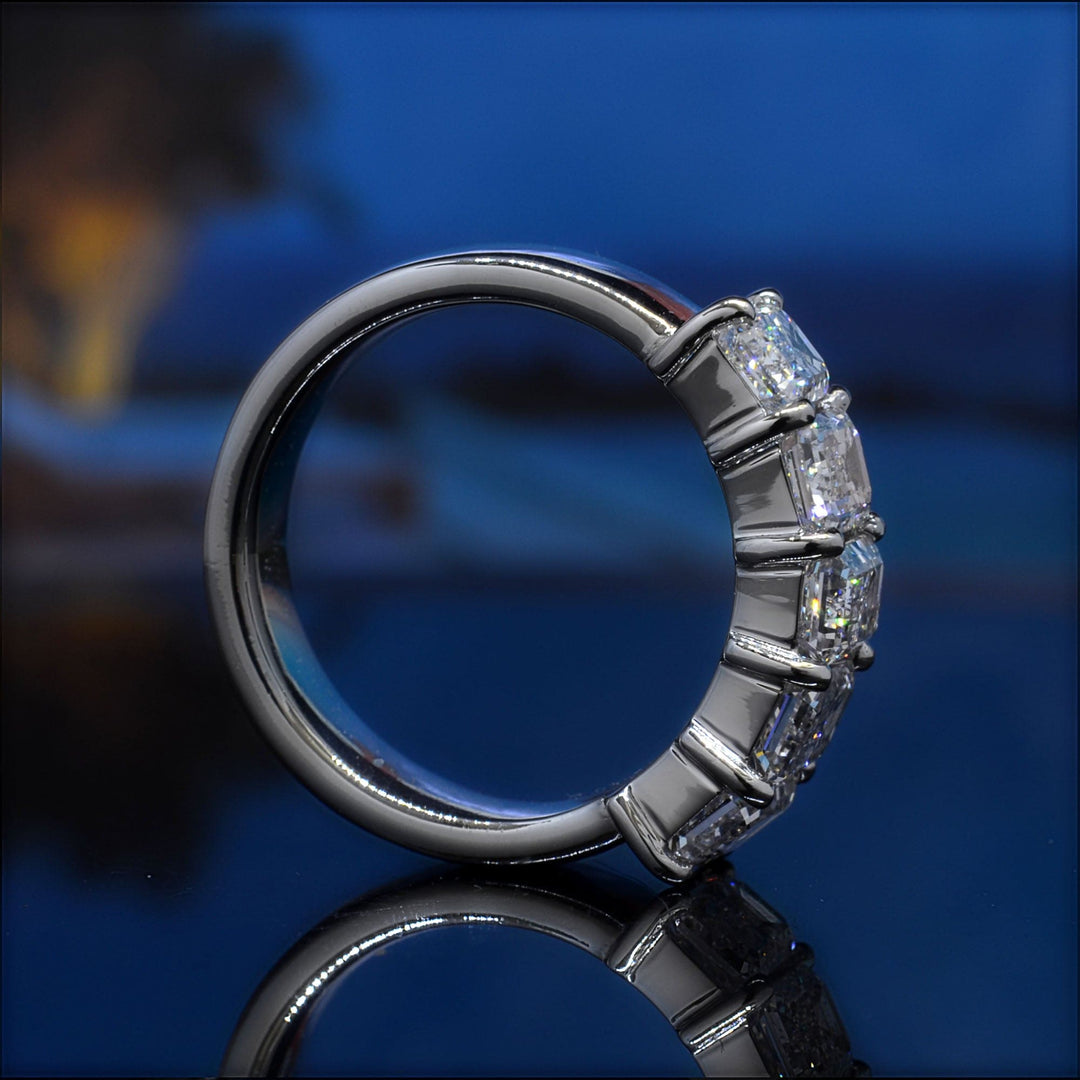 2.50 Ct. Emerald Cut 5 Stone Diamond Ring F-G Color VS1 Clarity