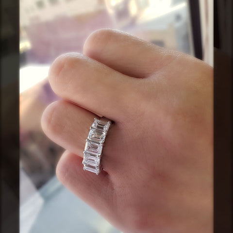 5 stone emerald cut diamond band Clearance