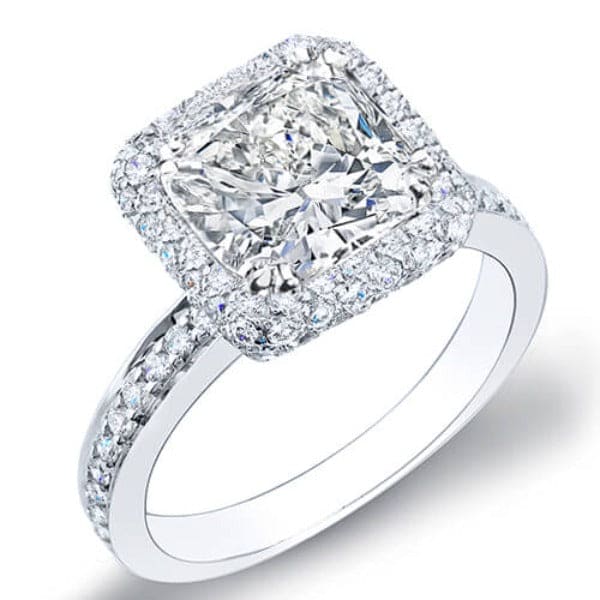 Fleur halo cushion cut engagement ring