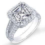 Halo Split Shank Asscher Cut Diamond Ring