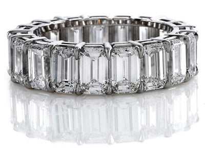 8.00 Ct. Emerald Cut Diamond Eternity Ring I-J, VS2 Shared Prong