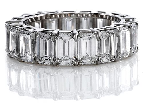 7.00 Ct. Emerald Cut Diamond Eternity Ring F-G, VS1 Shared Prong