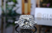 2.90 Ct. Cushion Halo Split Shank Engagement Ring G Color VVS2 GIA Certified