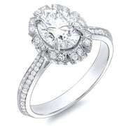 2.00 Ct. Oval Cut Floral Pave Diamond Engagement Ring GIA H,VS1