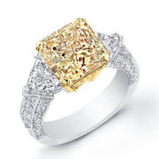 Square Fancy Yellow Radiant Cut Diamond Ring