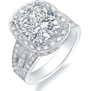 Cushion Halo Split Shank Engagement Ring 