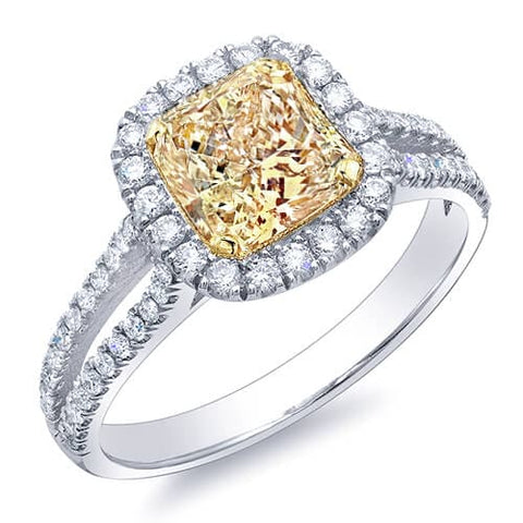1.47 Ct. Canary Fancy Yellow Radiant Cut Diamond Engagement Ring