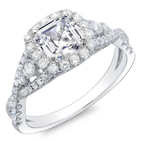 1.92 Ct. Asscher Cut Cross Over Shank Diamond Engagement Ring GIA F,VS2