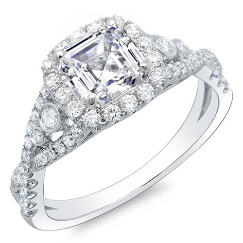 Asscher cut twisted engagement ring