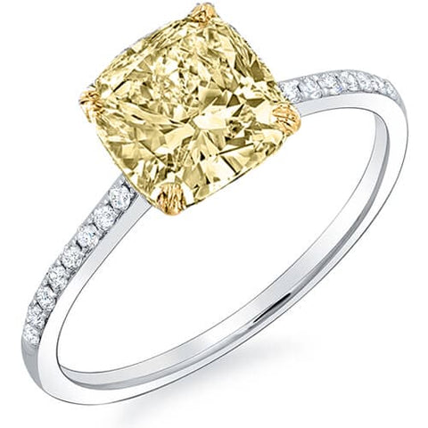 Intense Yellow Cushion Cut Diamond Ring