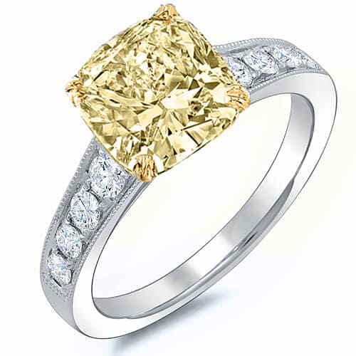 2.11 Ct. Canary Fancy Yellow Cushion Cut Solitaire GIA, SI2