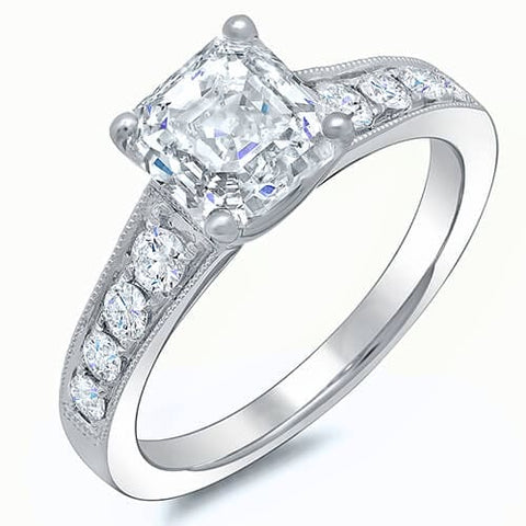 Asscher Cut Engagement Ring w Accents