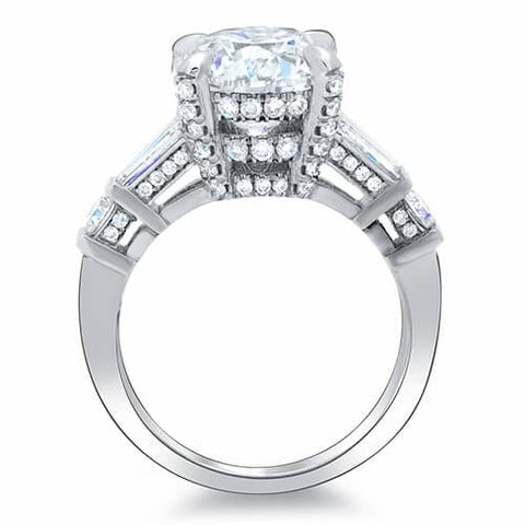 Emerald Cut n Baguettes Diamond Engagement Ring