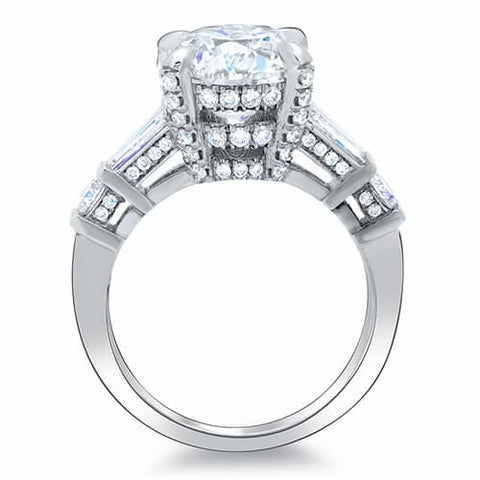 2.30 Ct. Cushion Cut, Baguette & Round Channel & Pave Diamond Engagement Ring G,VS2 GIA