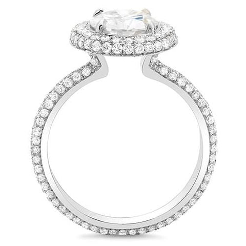 2.01 Ct. Halo Round Brilliant Cut Eternity Micro Pave Diamond Engagement Ring F,VS2 GIA