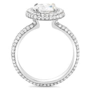 Round Cut Halo Eternity Engagement Ring Side Profile