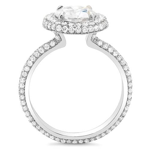 Round Cut Halo Eternity Engagement Ring Side Profile