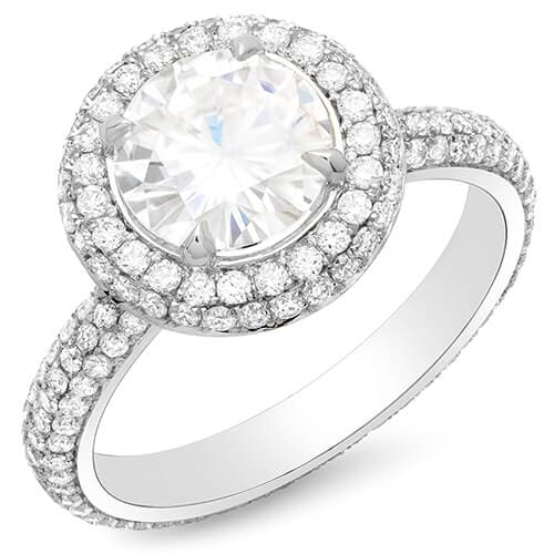 Round Cut Halo Eternity Engagement Ring