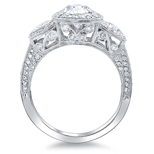 2.76 Ct. Art Deco Oval Cut Halo Diamond Engagement Ring H,VS2 GIA