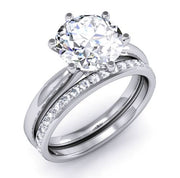 2.81 Ct. Round Brilliant Cut Diamond Solitaire Ring w/ Matching Eternity Band G,SI1 GIA