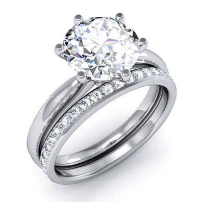 2.81 Ct. Round Brilliant Cut Diamond Solitaire Ring w/ Matching Eternity Band G,SI1 GIA