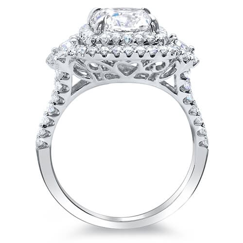 Double halo engagement ring side profile