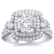 Double Halo Engagement Ring Front View