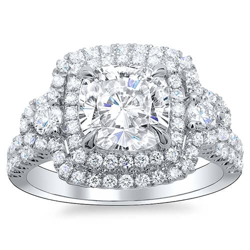 Double Halo Engagement Ring Front View