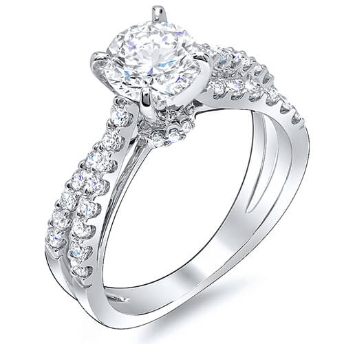 Twisted split shank engagement ring
