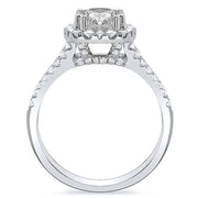 2.62 Ct. Halo Cushion Cut U-Setting Split Shank Diamond Engagement Ring GIA H,VVS2