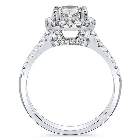 2.62 Ct. Halo Cushion Cut U-Setting Split Shank Diamond Engagement Ring GIA H,VVS2