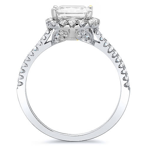 Princess Halo Split Shank Engagement Ring Side Profile