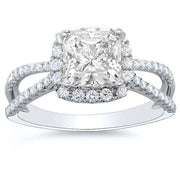 Princess Halo Split Shank Engagement Ring Front View