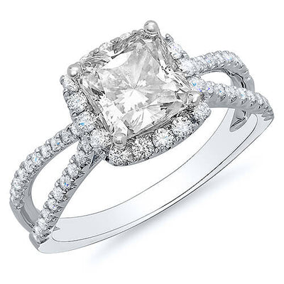 Princess Halo Split Shank Engagement Ring