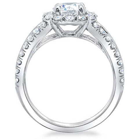 3.56 Ct. Halo Round Cut Loop U-Setting Diamond Bridal Set G,SI1 GIA