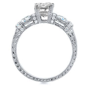 Art Deco Princess Cut Engagement Ring Set Profile View
