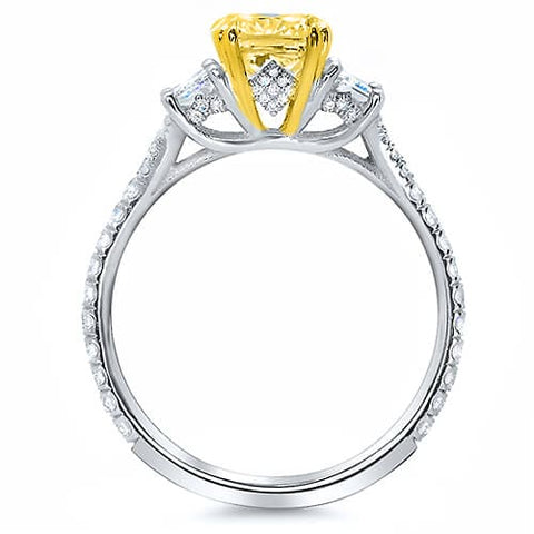 1.97 Ct. Canary Fancy Yellow Radiant Cut Diamond Engagement Ring Set GIA VS1