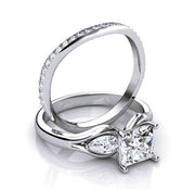Princess cut with Pear Cut Diamond Ring Set | 1.95 Ct G VS1 GIA