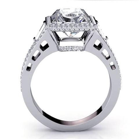 2.54 Ct. Halo Emerald Cut & Baguette Diamond Engagement Ring H,VVS1 GIA